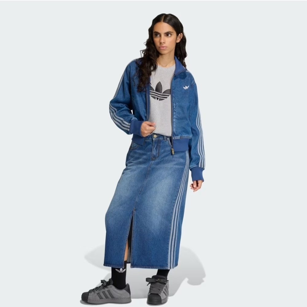 Adidas Denim Midi Skirt - Size 12 - Picture 5 of 9